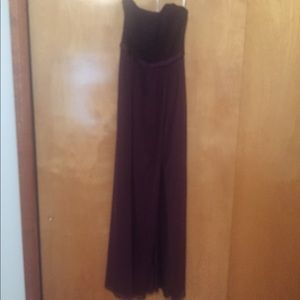 Plum lace and chiffon strapless dress